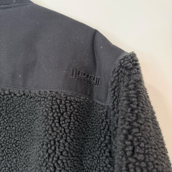 Duluth Trading Co Men's Burly Sherpa Fleece Jacket Full Zip Black XL Thick Cozy - Picture 8 of 8